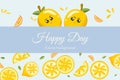 cute citrus cartoon illustration template background card