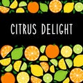 Cute Citrus Delight Fruits Lemon, Lime and Orange background in vivid tasty colors