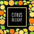 Cute Citrus Delight Fruits Lemon, Lime and Orange background in vivid tasty colors