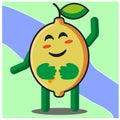 Cute citrus lemon fruits cartoon face mascot character with hand and leg vector design