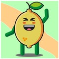 Cute citrus lemon fruits cartoon face mascot character with hand and leg vector design