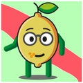 Cute citrus lemon fruits cartoon face mascot character with hand and leg vector design