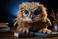 Cute clever owl, study concept.