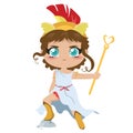 Cute clipart of Athena Goddess of war and handicraft on a white background.