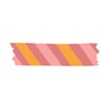 Cute clipart of washi tape stripe with obliquely line pattern. Adhesive tape with squiggle colorful ornament. Aesthetic