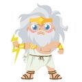 Cute clipart of Zeus God of the sky, thunder, and lightning on a white background.