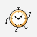 Cute Clock Mascot Vector Character in Flat Design Style