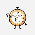 Cute Clock Mascot Vector Character in Flat Design Style