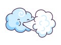 Cute cloud blowing wind. Cartoon character with funny face.