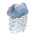 Cute cloud cartoon illustration with smiling happy cloud and rain of stars