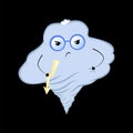 Cute cloud character cartoon illustration. Angry typhoon cloud in glasses