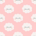Cute cloud with closed eyes pattern Royalty Free Stock Photo