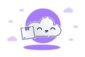 Cute Cloud delivery flying cloud deliver parcel package flat line vector illustration cartoon