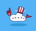 Cute cloud give support with number one glove illustration, cloud internet technology sport fan supporter concept
