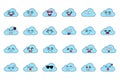 Cute cloud stickers outline illustrations set Royalty Free Stock Photo