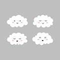 Cute clouds. Isolated on grey. Cloud icons. Vector