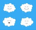 Cute clouds. Smile and yummy happy face. Cloud icons. Vector