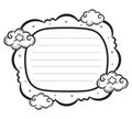 cute clouds and stars frame card letter sktech for coloring