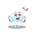 Cute cloudy rainy cartoon character has a falling in love face