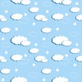 Cute Cloudy Seamless Pattern Royalty Free Stock Photo