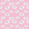 Cute Cloudy Seamless Pattern . Royalty Free Stock Photo