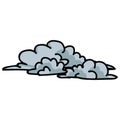 Cute cloudy sky cartoon vector illustration motif set. Hand drawn dark cloud climate blog icons