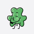 Cute Clover Leaf Mascot Vector Character in Flat Design Style