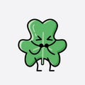 Cute Clover Leaf Mascot Vector Character in Flat Design Style