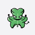 Cute Clover Leaf Mascot Vector Character in Flat Design Style