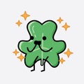 Cute Clover Leaf Mascot Vector Character in Flat Design Style