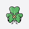 Cute Clover Leaf Mascot Vector Character in Flat Design Style