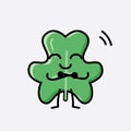 Cute Clover Leaf Mascot Vector Character in Flat Design Style