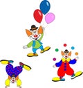 Cute clown character design set. Birthday or carnival party invitation.