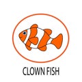 Cute clown fish cartoon illustration vector, sea life, sea animal
