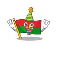 Cute Clown flag burkina faso placed on cartoon character mascot design