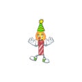 Cute Clown red stripes candle placed on cartoon character style design