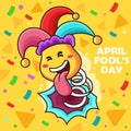 Cute Clown Vector Icon Illustration. Holiday Icon Concept with Funny Expression Royalty Free Stock Photo