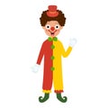 Cute clown waving his hand in cartoon style. Funny circus character with hat and costume Royalty Free Stock Photo