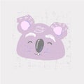 Cute coala face. Childish print for nursery, kids apparel,poster, postcard. Vector Illustration