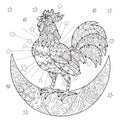 Cute cock, rooster on christmas half moon