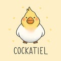 Cute Cockatiel cartoon hand drawn style Royalty Free Stock Photo