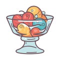 Cute cocktail icon with fruits