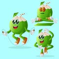 Cute coconut characters exercising