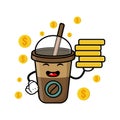 Cute coffe cup cartoon mascot character funny expression