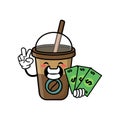 Cute coffe cup cartoon mascot character funny expression