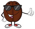 Cute Coffee Bean Cartoon Mascot Character With Sunglases Giving A Thumb Up Royalty Free Stock Photo