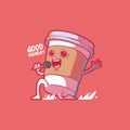 Cute Coffee Cup singing vector illustration. Royalty Free Stock Photo