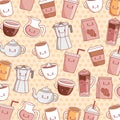 cute coffee kawaii patterns background