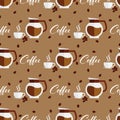 Cute Coffee Seamless pattern in flat style Royalty Free Stock Photo