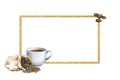 cute coffee time card. frame on white background